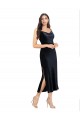 Sleeveless Cowl Neck Stretch Velvet Dark Navy Midi Length Formal Evening Gown / Prom Dress / Bridesmaid Dress Leicester