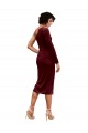 Long Sleeves One Shoulder Stretch Velvet Burgundy Midi Length Black Tie Prom Dress / Bridesmaid Dress Leicester