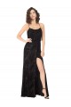 Sleeveless Cowl Neck Floral Velvet & Stretch Velvet Black Long Bridesmaid Dress Leicester