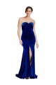 Sleeveless Strapless Stretch Velvet Royal Blue Sweep Train Formal Evening Gown / Prom Dress / Bridesmaid Dress Leicester
