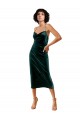 Sleeveless Cowl Neck Stretch Velvet Dark Green Midi Length Formal Dress / Bridesmaid Dress Leicester