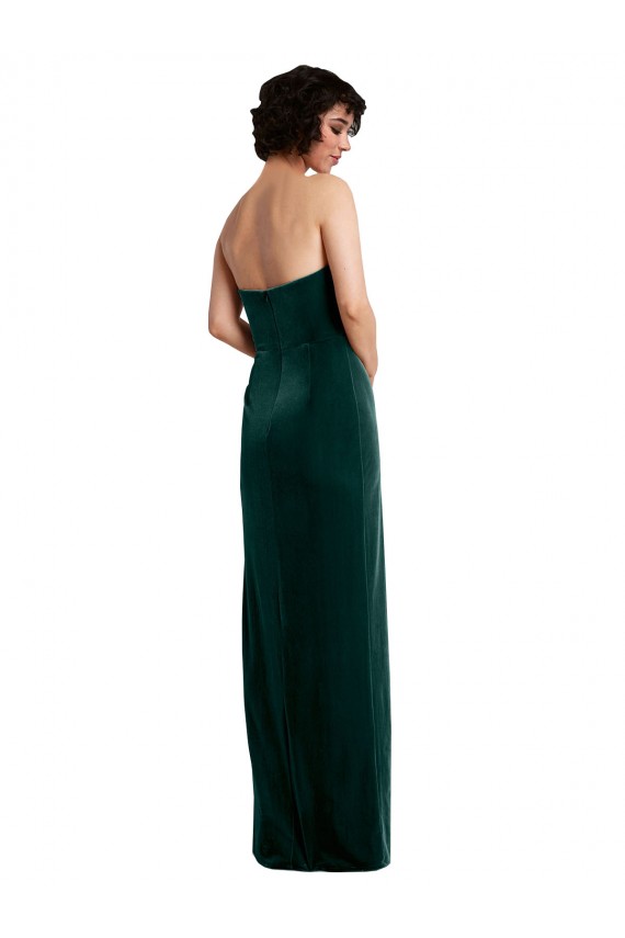Sleeveless Strapless Stretch Velvet Dark Green Long Black Tie Evening Gown / Prom Dress / Bridesmaid Dress Leicester