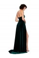 Sleeveless Sweetheart Stretch Velvet Dark Green Sweep Train Semi Formal Evening Dress / Prom Dress / Bridesmaid Dress Leicester